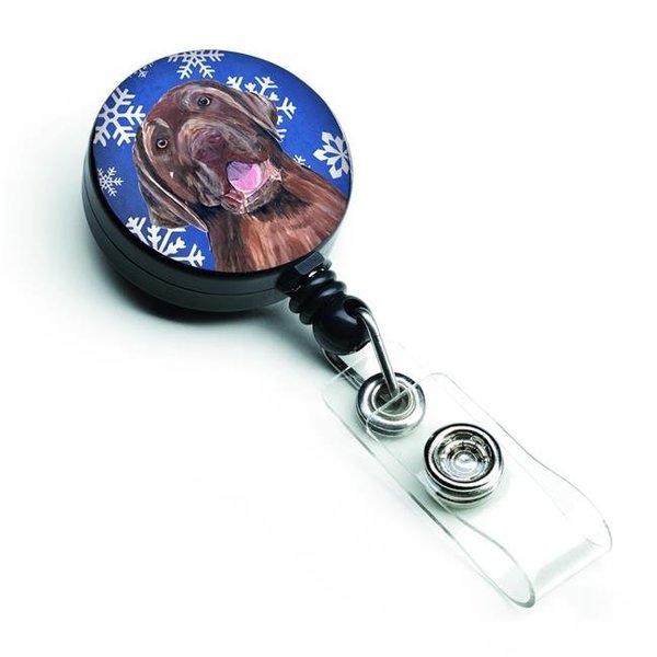 Teacher'S Aid Labrador Winter Snowflakes Holiday Retractable Badge Reel TE727616